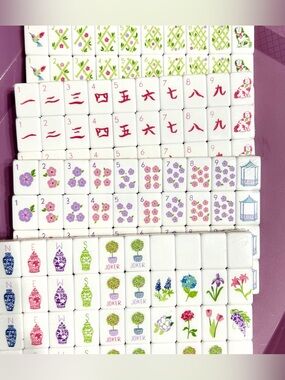 Lavender Chinoiserie Dog 4 Layer Acrylic Mahjong